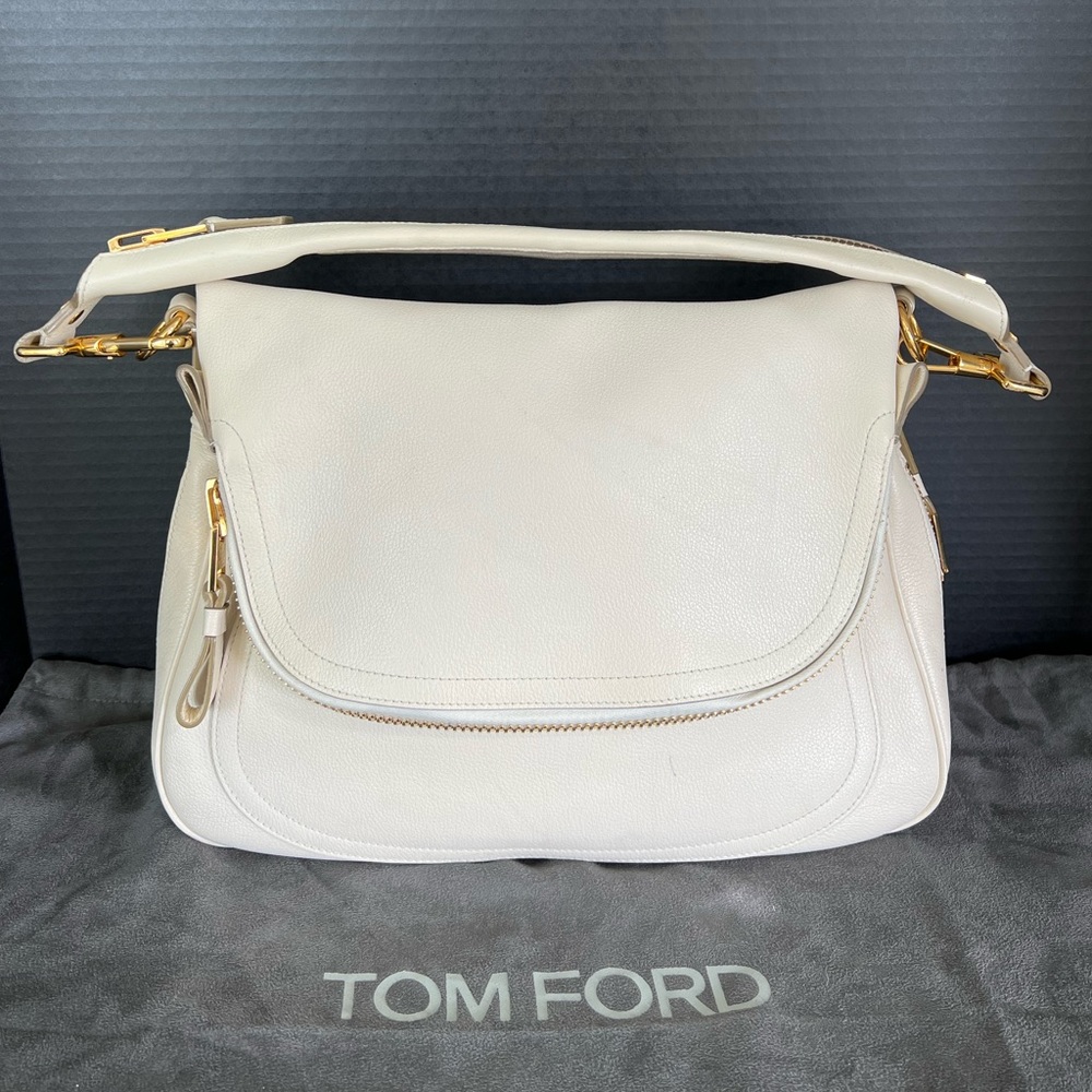 TOM FORD Large Jennifer Flap-Top Bag in Ivory